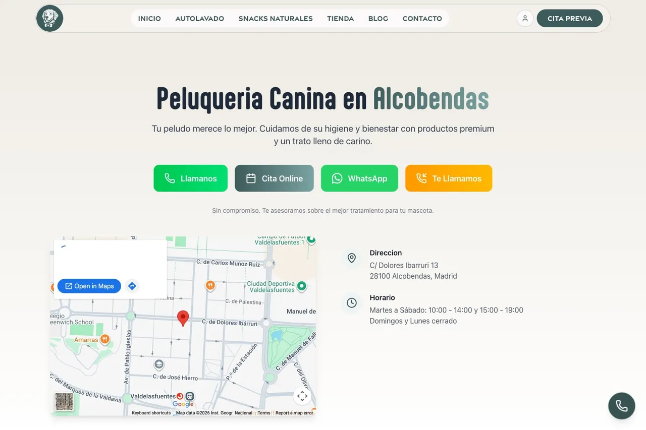 Página del centro de Alcobendas en pelohocicopata.com