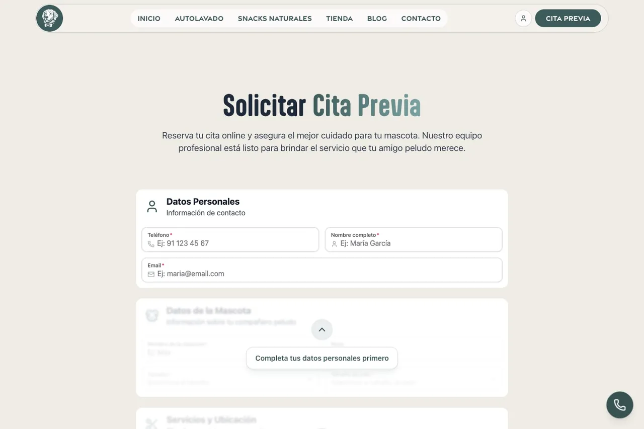 Formulario de cita previa online de pelohocicopata.com